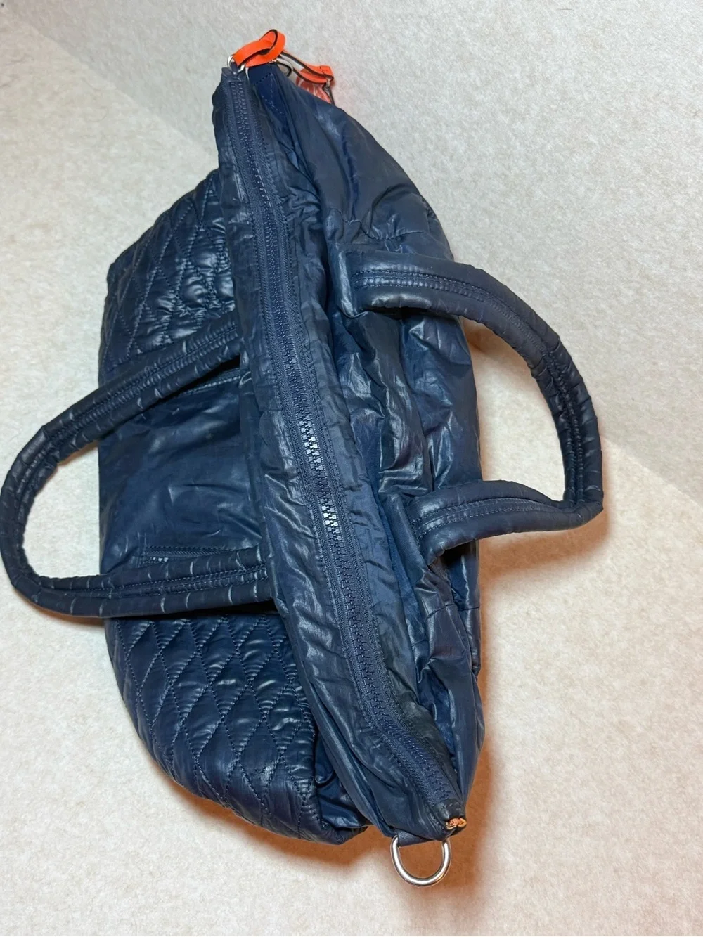 Rebecca Minkoff Yoko Blue Leather Quilted Diaper Bag Shoulder Straps